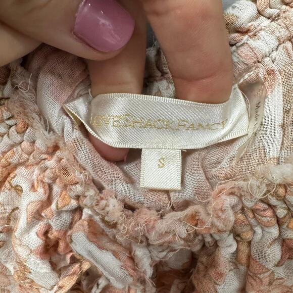 Love Shack Fancy Pink Floral Ruffle Dorin Cotton Crop Top Womens Small - Picture 8 of 8